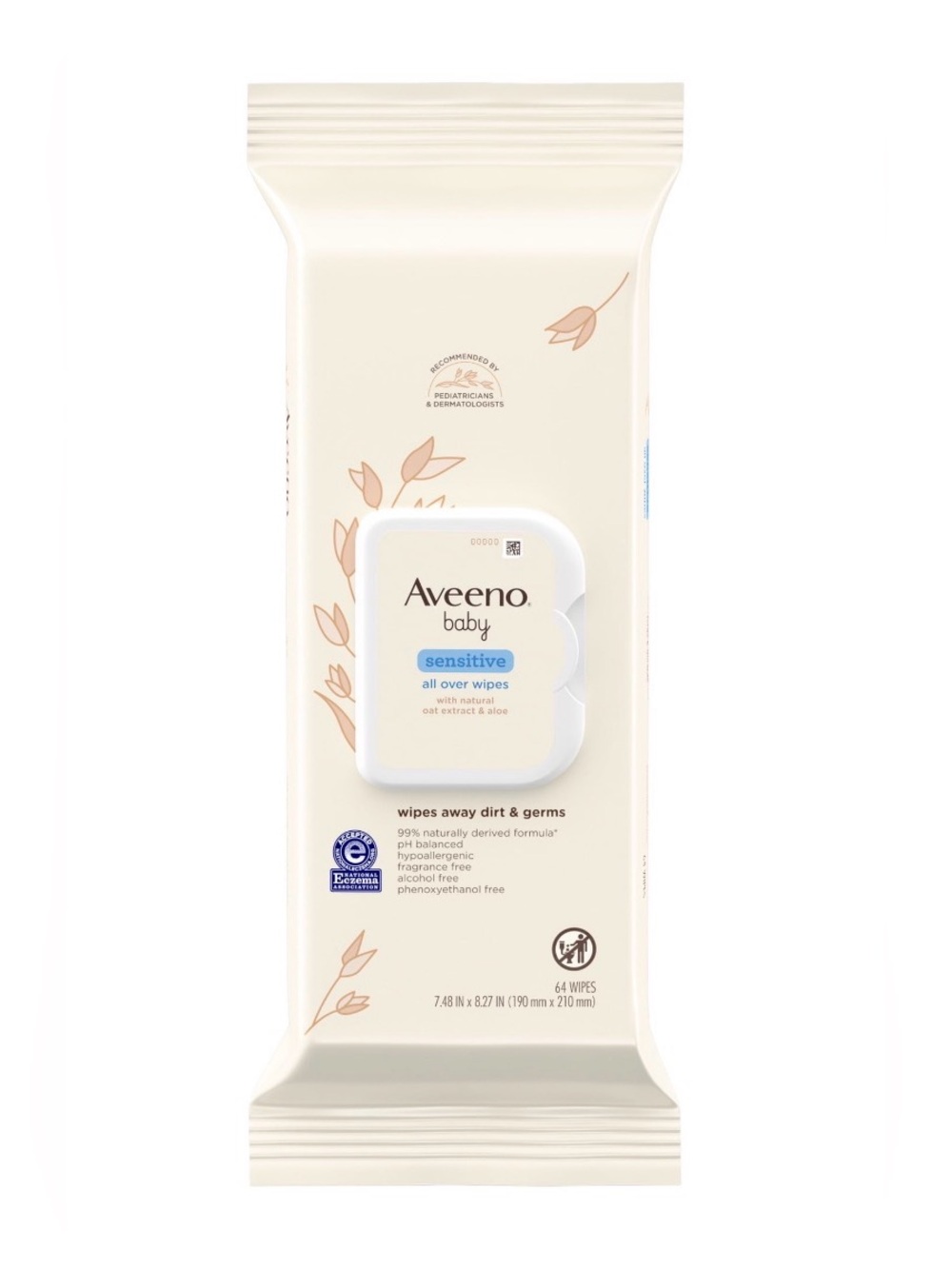 Aveeno Baby Sensitive All Over Wipes, 64 CT